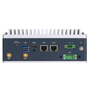 Axiomtek AIE510-ONX Fanless Computer, NVIDIA Jetson Orin NX 16GB, 1 HDMI, 1 GbE PoE, 1 2.5 GbE, and 2 USB